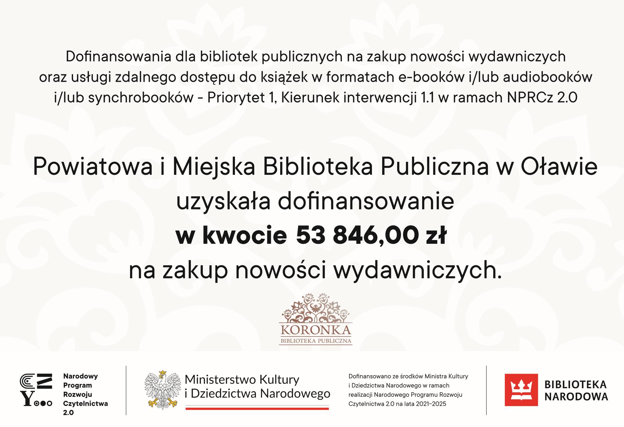 dofinansowanie na nowe książki w kwocie 53 846,00 zł!