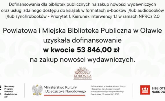 dofinansowanie na nowe książki w kwocie 53 846,00 zł!